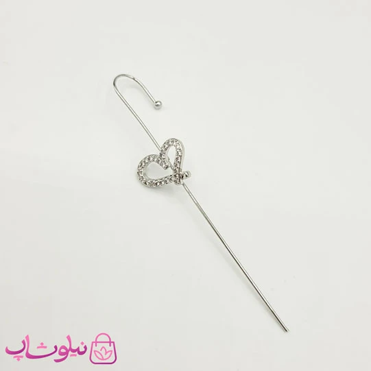 گوشواره کراس ysx مدل قلب نقره ای (تک) کد 391