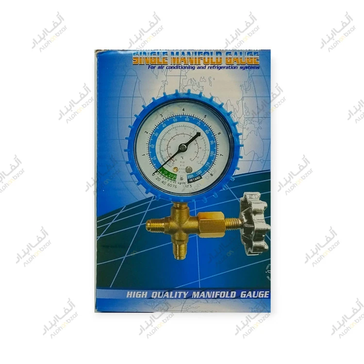 گیج منیفولد تکی شارژ گاز فشار پایین آبی رنگ