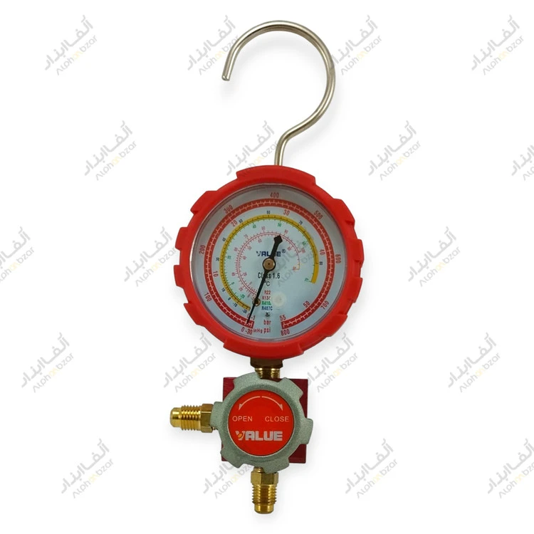 گیج منیفولد تکی شارژ گاز قرمز شیر دار والیو VALUE مدل VMG-1-U-H