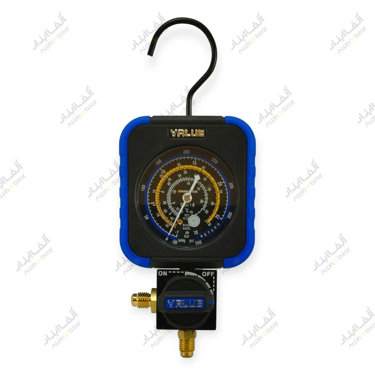 گیج منیفولد تکی شارژ گاز نیم دور آبی فشار پایین برند والیو VALUE مدل VRM1-B-0404