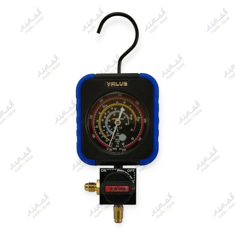 گیج منیفولد تکی شارژ گاز نیم دور قرمز فشار بالا برند والیو VALUEمدل VRM1-B-0403