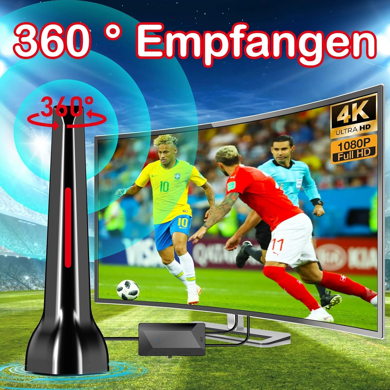 گیرنده دیجیتال DVB-T/DVB-T2 فول4k .HD با هسته الومنیومی وپایه مغناطیسی قدرتمند اورجینال امازون المان