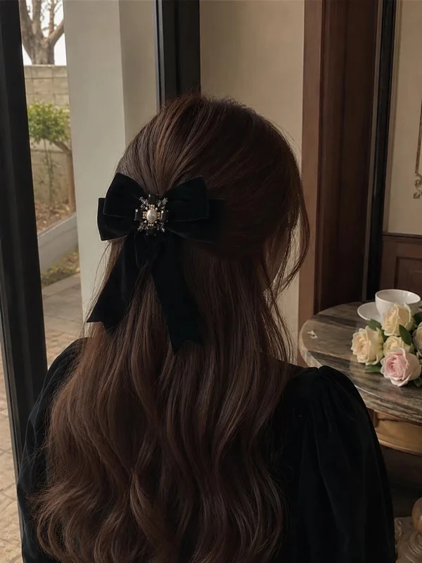 گیره مو پرنسسی مخملی نگین دار